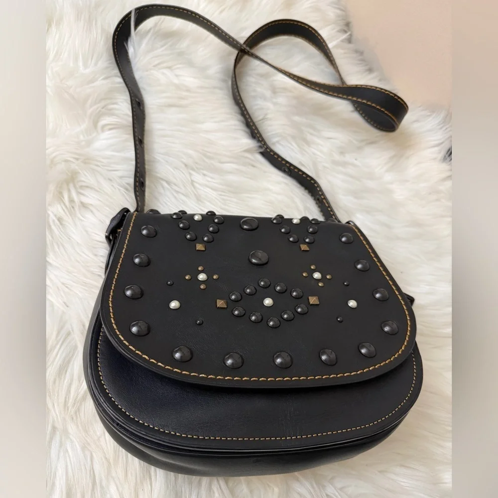 Coach Black Crossbody Bag with Studs#20115